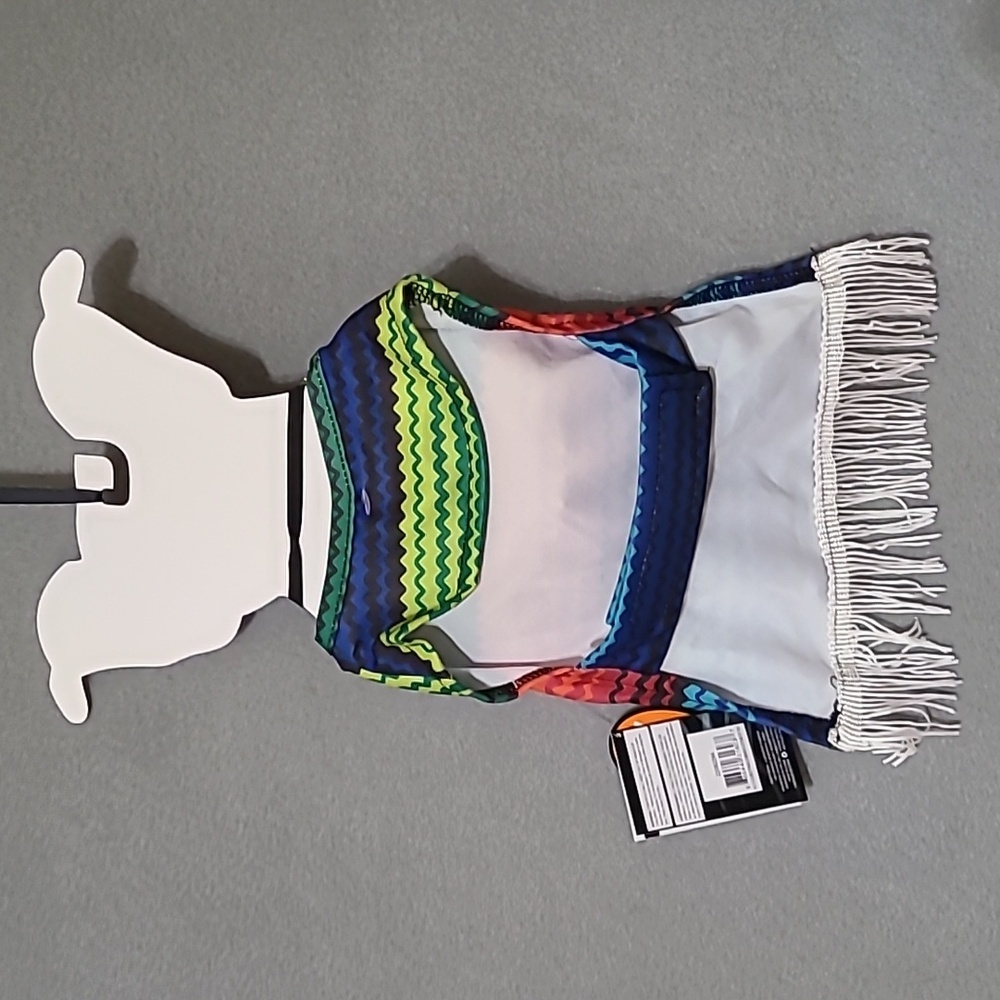 PARTY DOG - Colorful Dog Hat & Poncho with Fringe Costume - Size XS/S - NEW - Picture 4 of 4